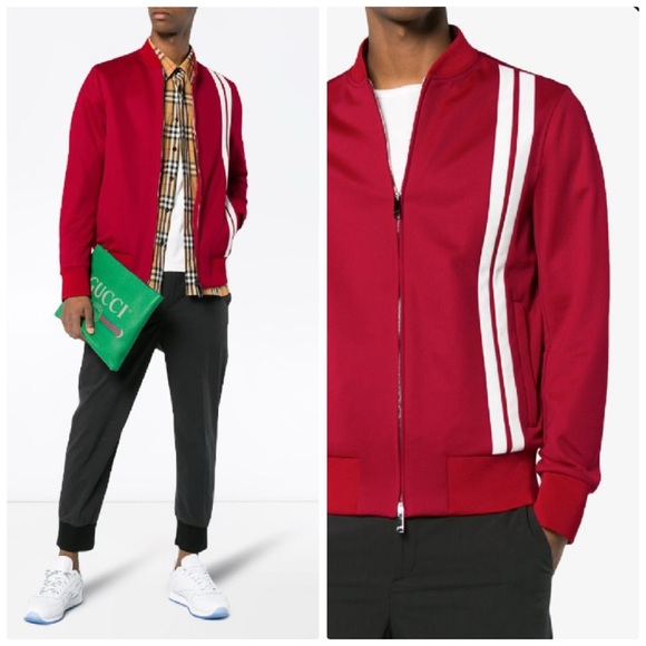 VALENTINO Archive men’s Track Jacket red white stripes bands made in Italy US 46 - Picture 4 of 16